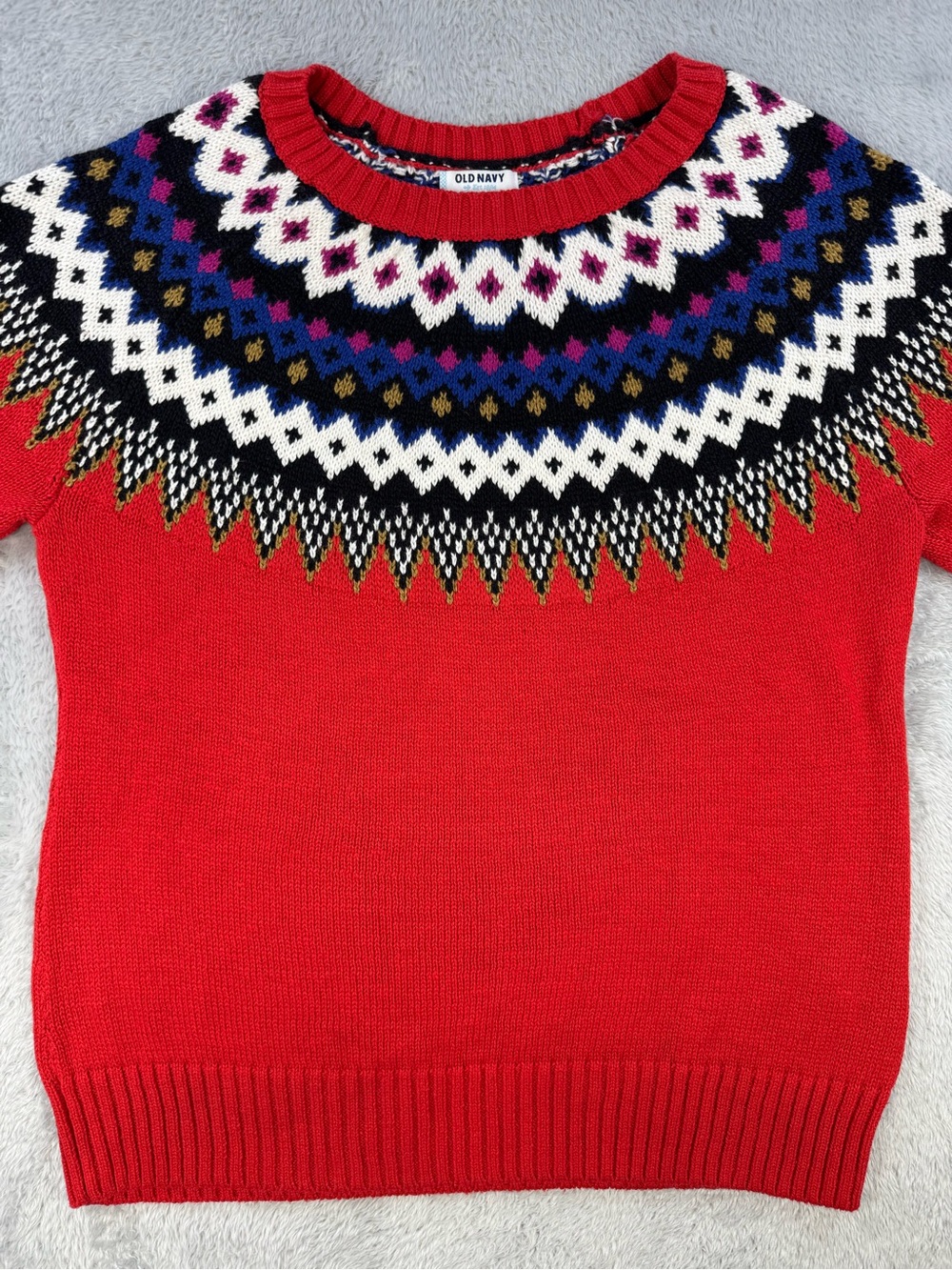 Old Navy Red Fair Isle Nordic Holiday Sweater Women’s L - Picture 4 of 10